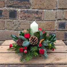 Traditional Christmas Pillar Candle Arrangement