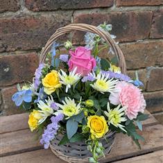 A Mother's Day Pastel Basket Arrangement
